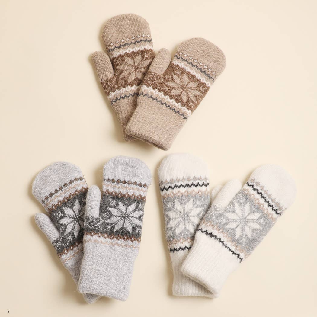 Women's Snowflake Mittens with Sherpa Lining