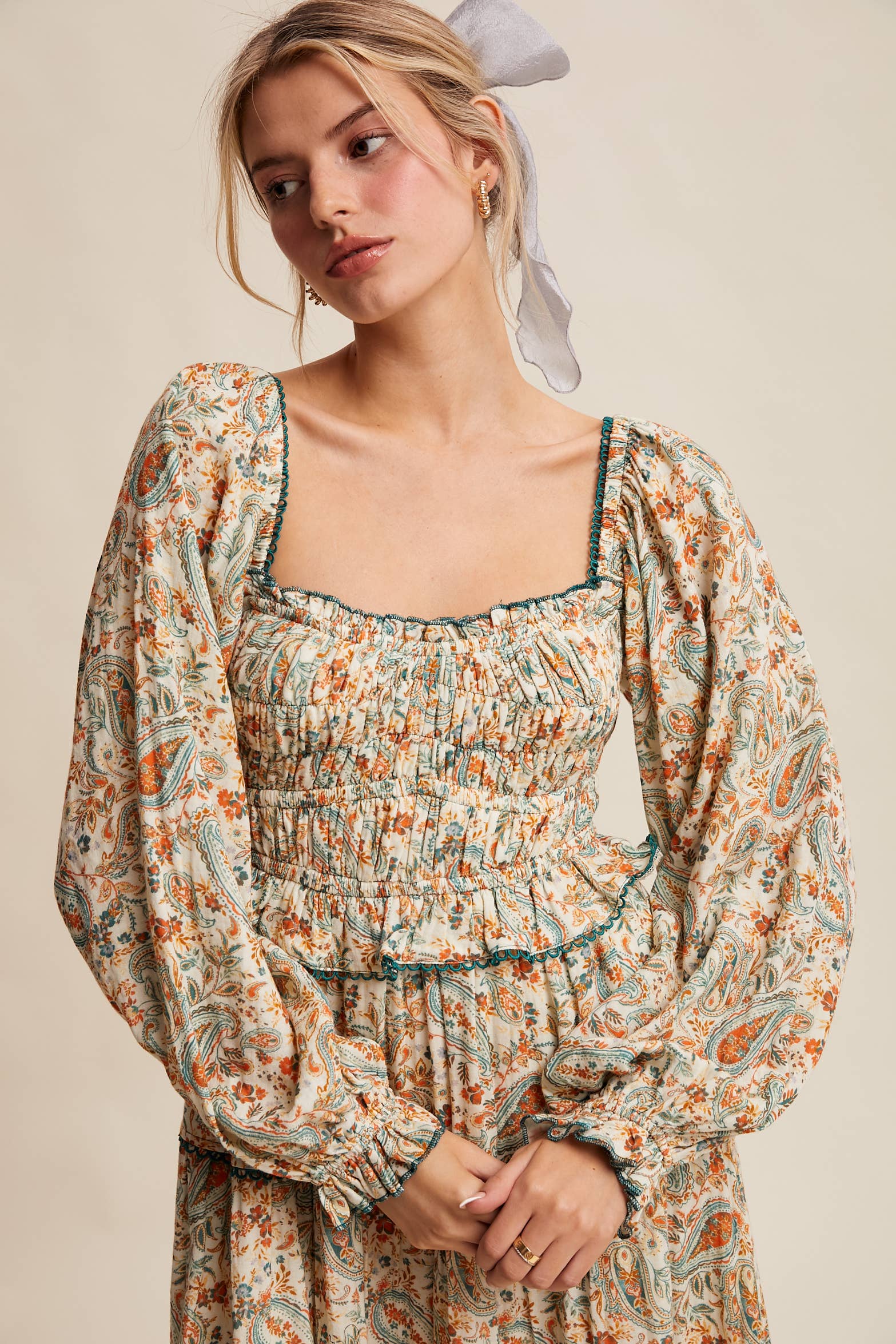 Paisley Smocked Tiered Maxi Dress