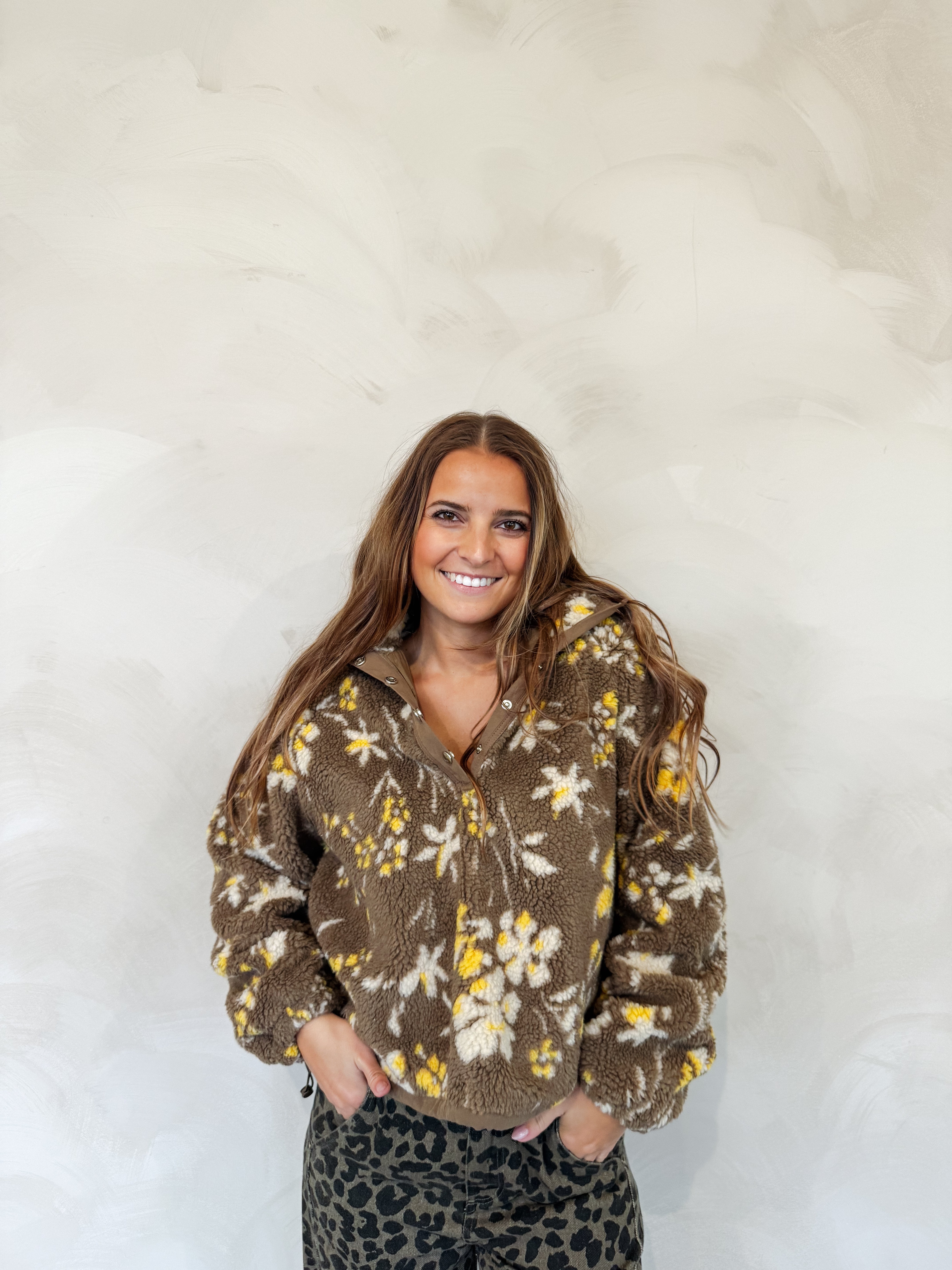 FLORAL SHERPA PULLOVER