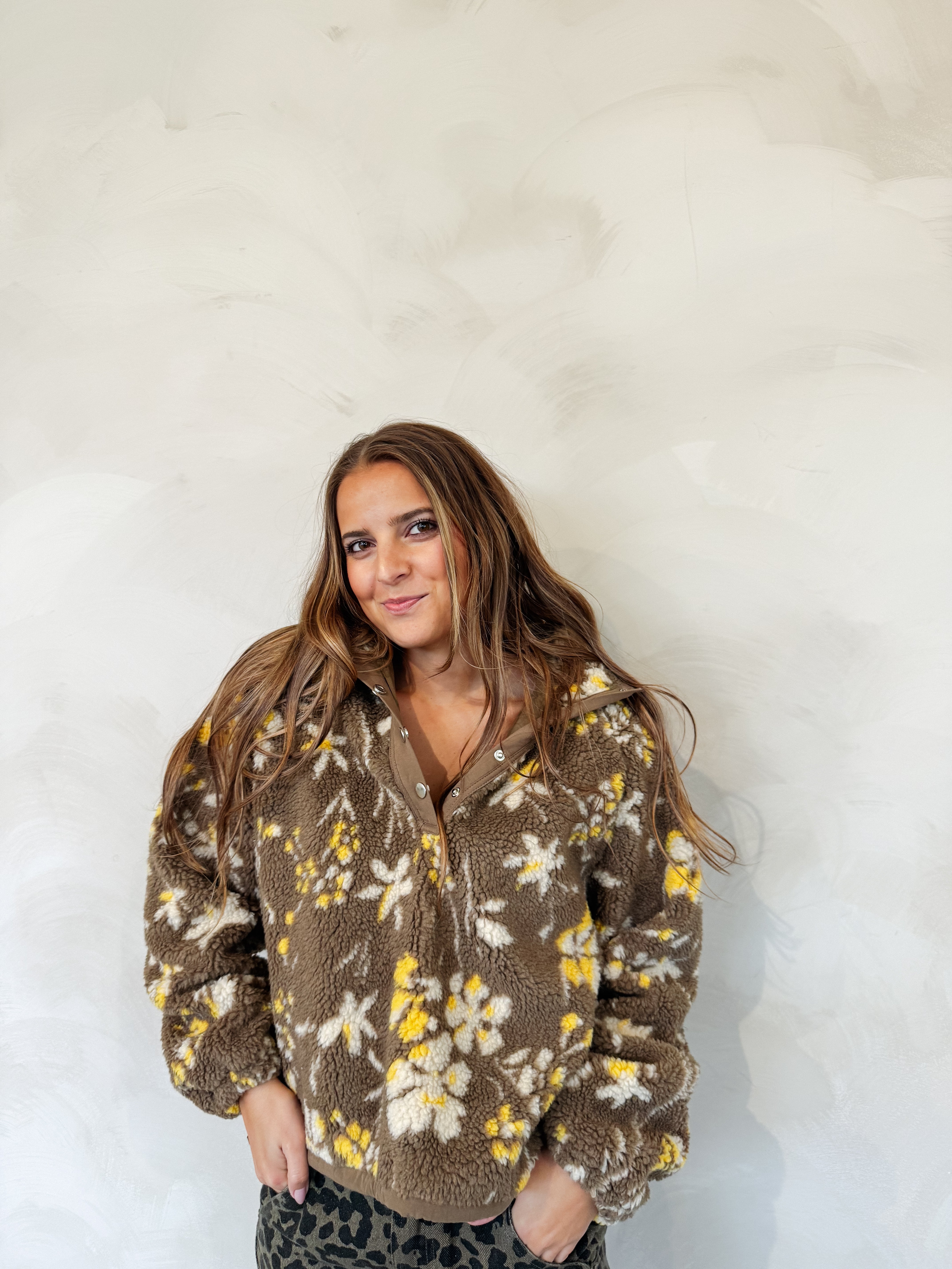 FLORAL SHERPA PULLOVER