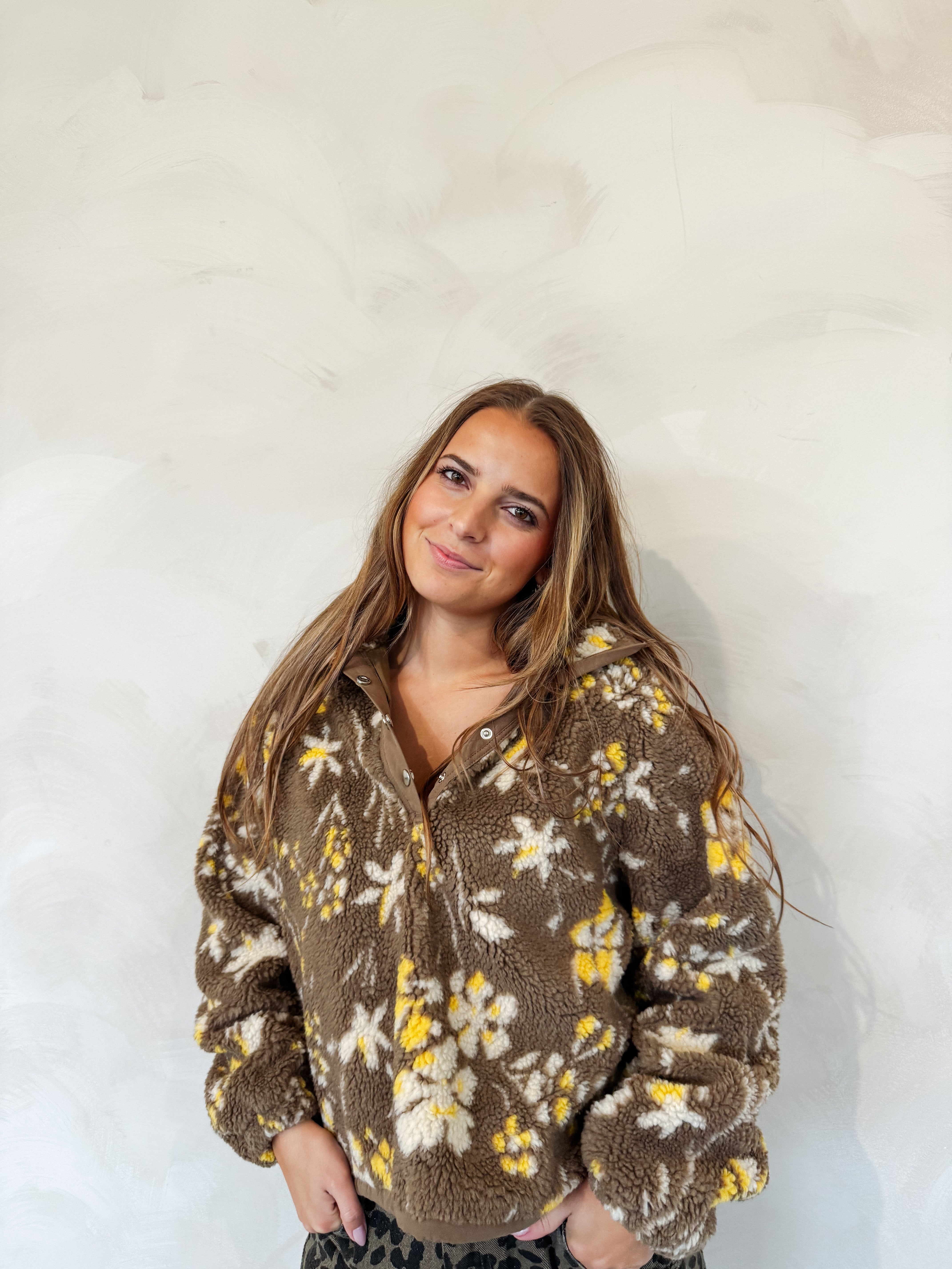 FLORAL SHERPA PULLOVER