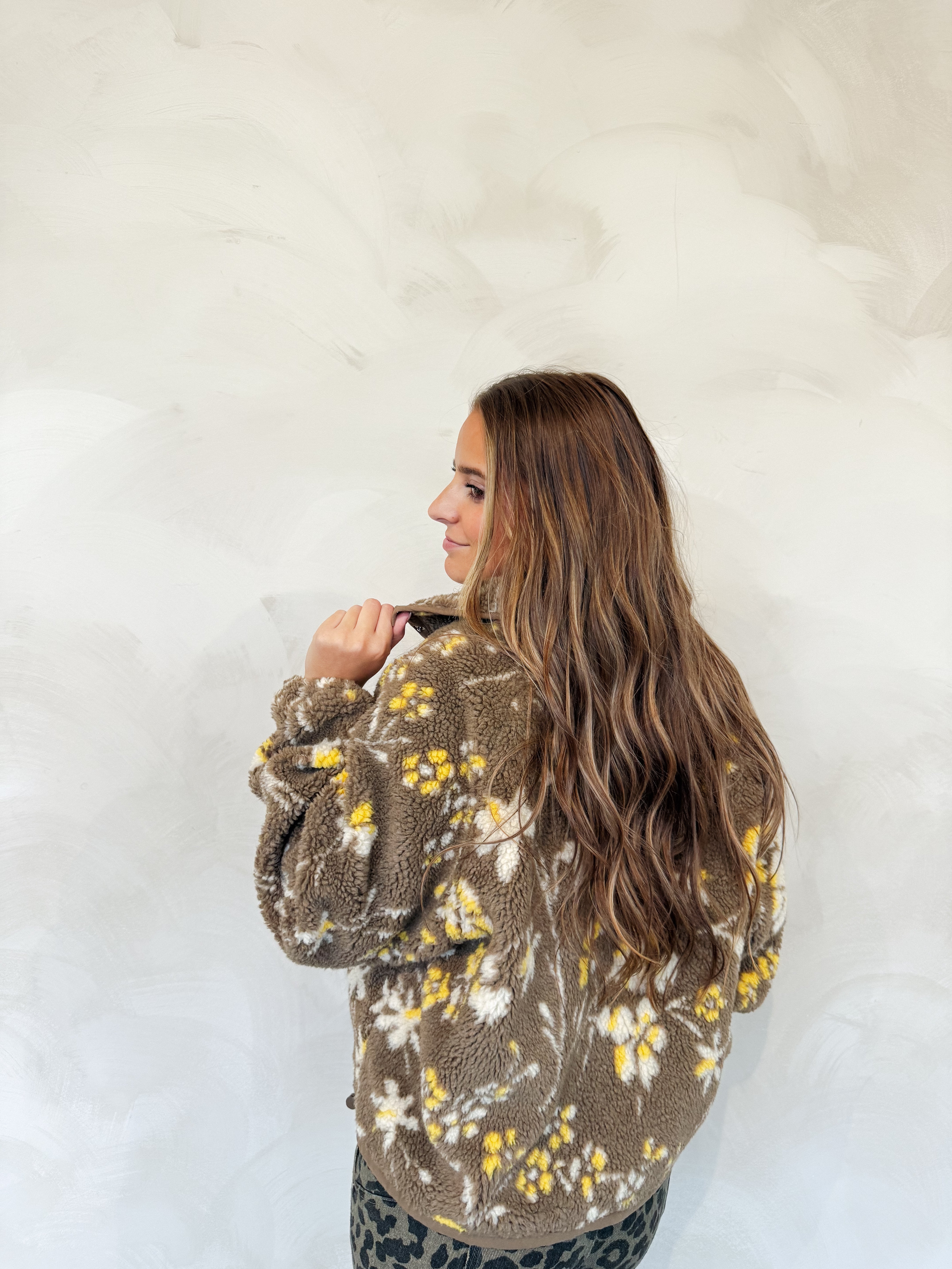 FLORAL SHERPA PULLOVER