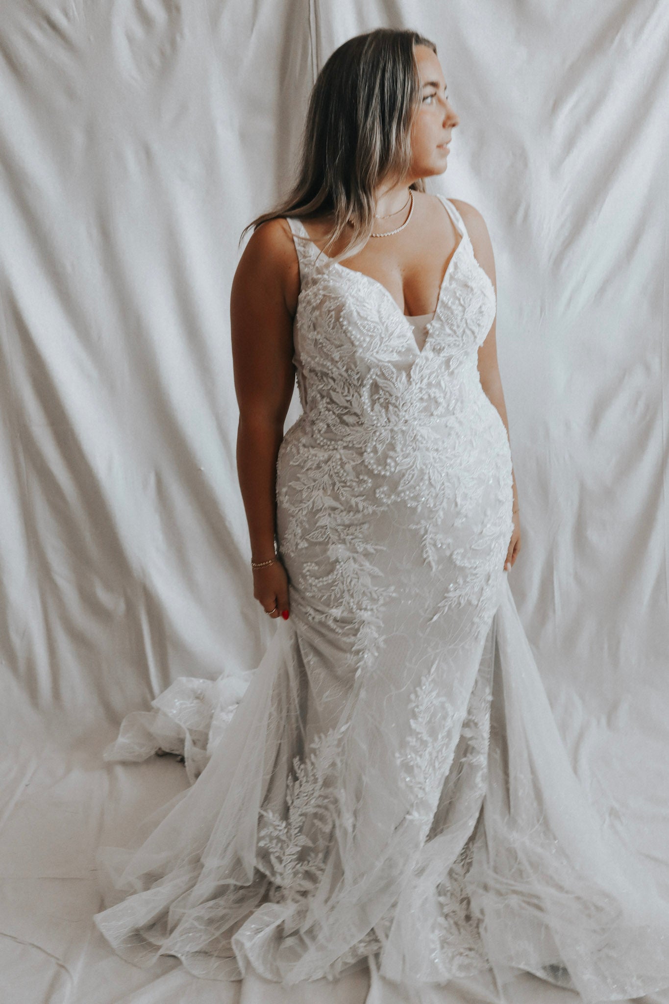 chinese dress ladies Andrea & Leo WL053 Long Fitted Lace Wedding Dress – The Dress Outlet main image 0