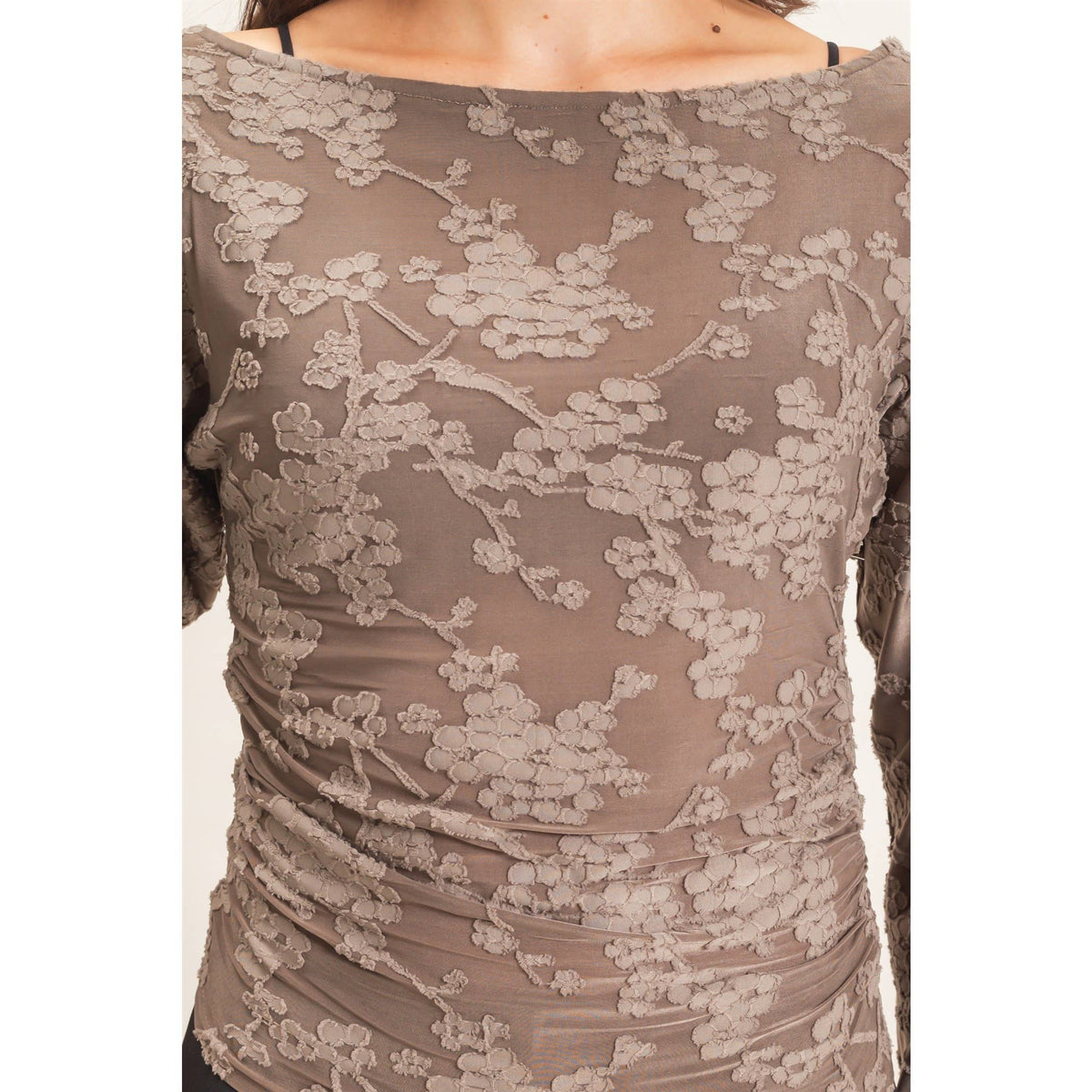 Sheer Lace Boat Neck Top