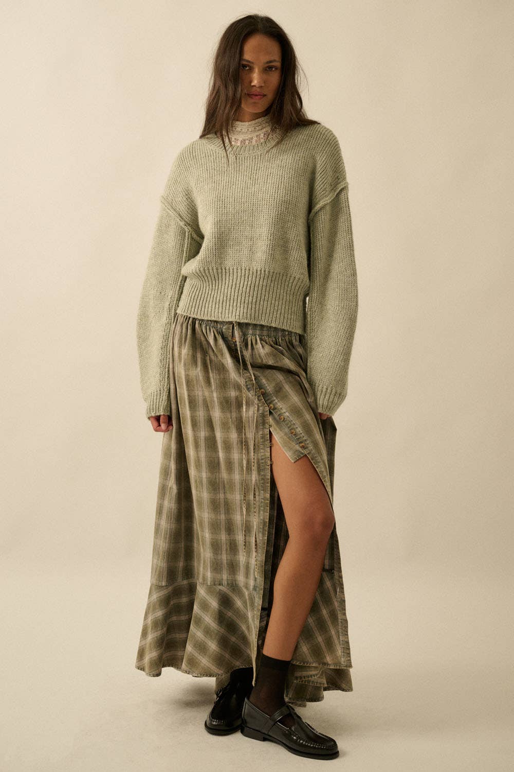 Plaid Flannel Maxi Skirt