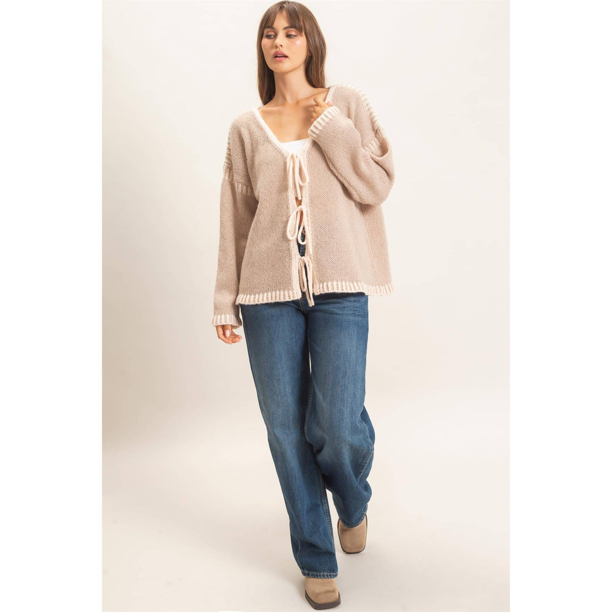 Open Front Tie Cardigan