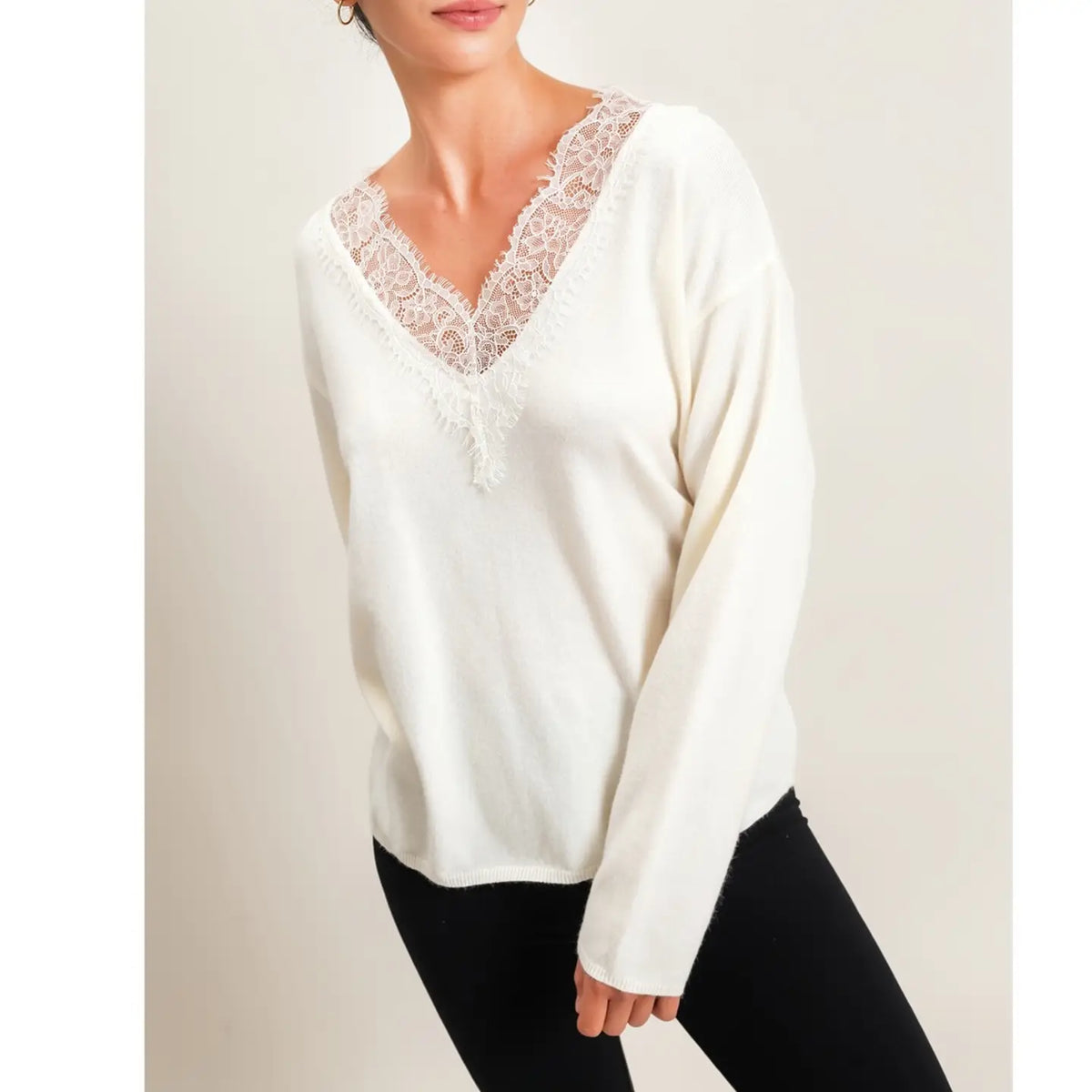 Lauren Lace Trim Sweater