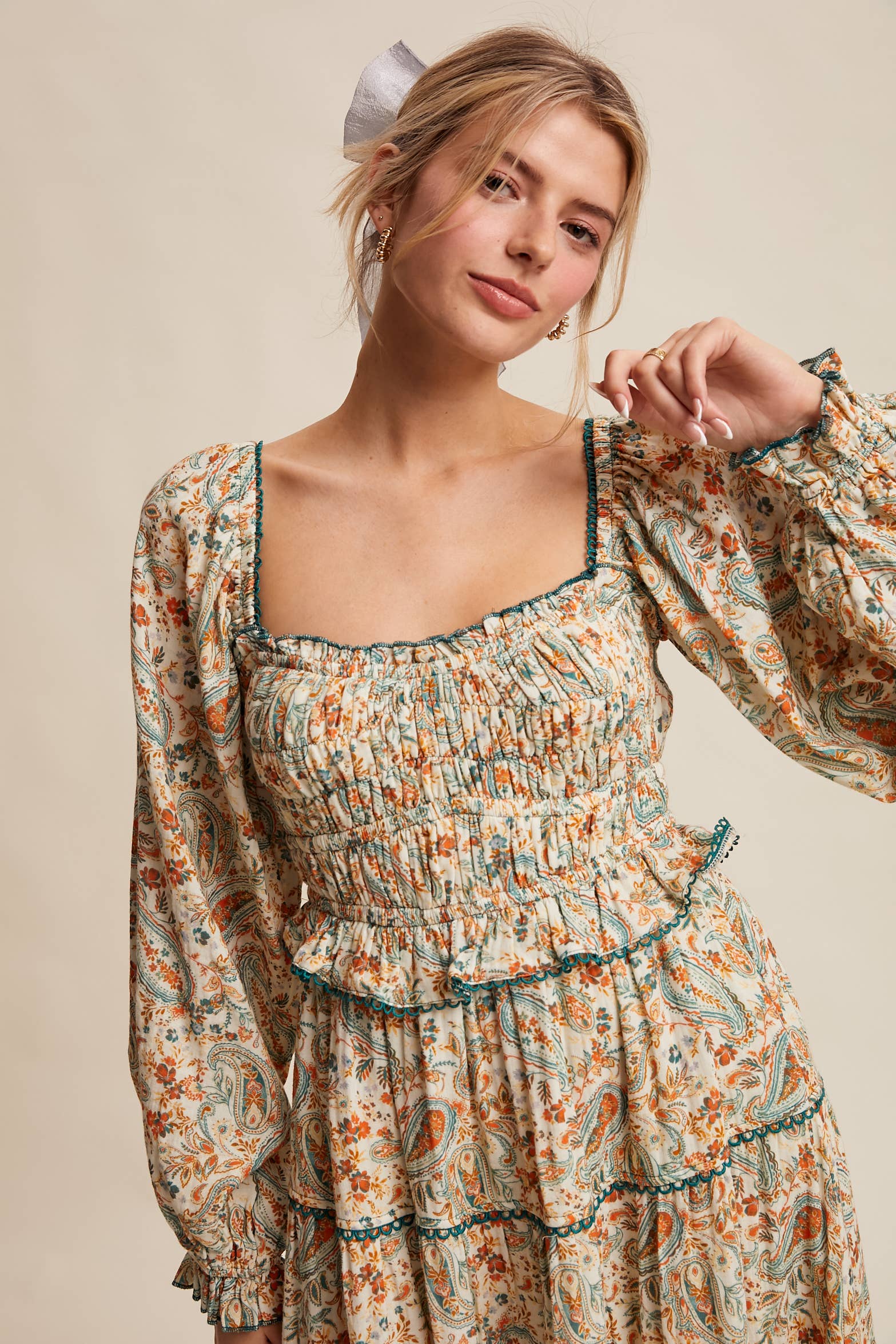 Paisley Smocked Tiered Maxi Dress