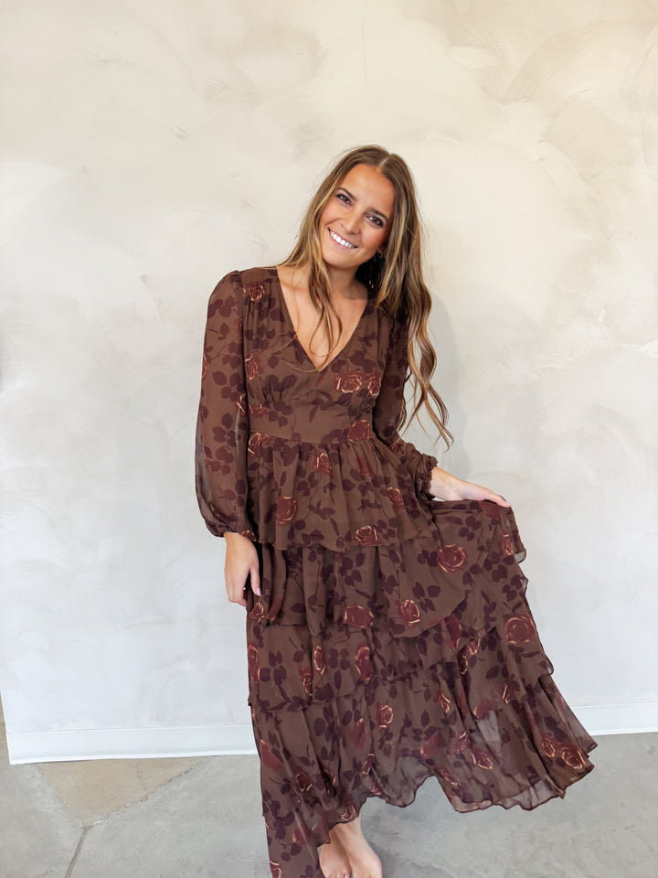 TIERED FLORAL MAXI DRESS