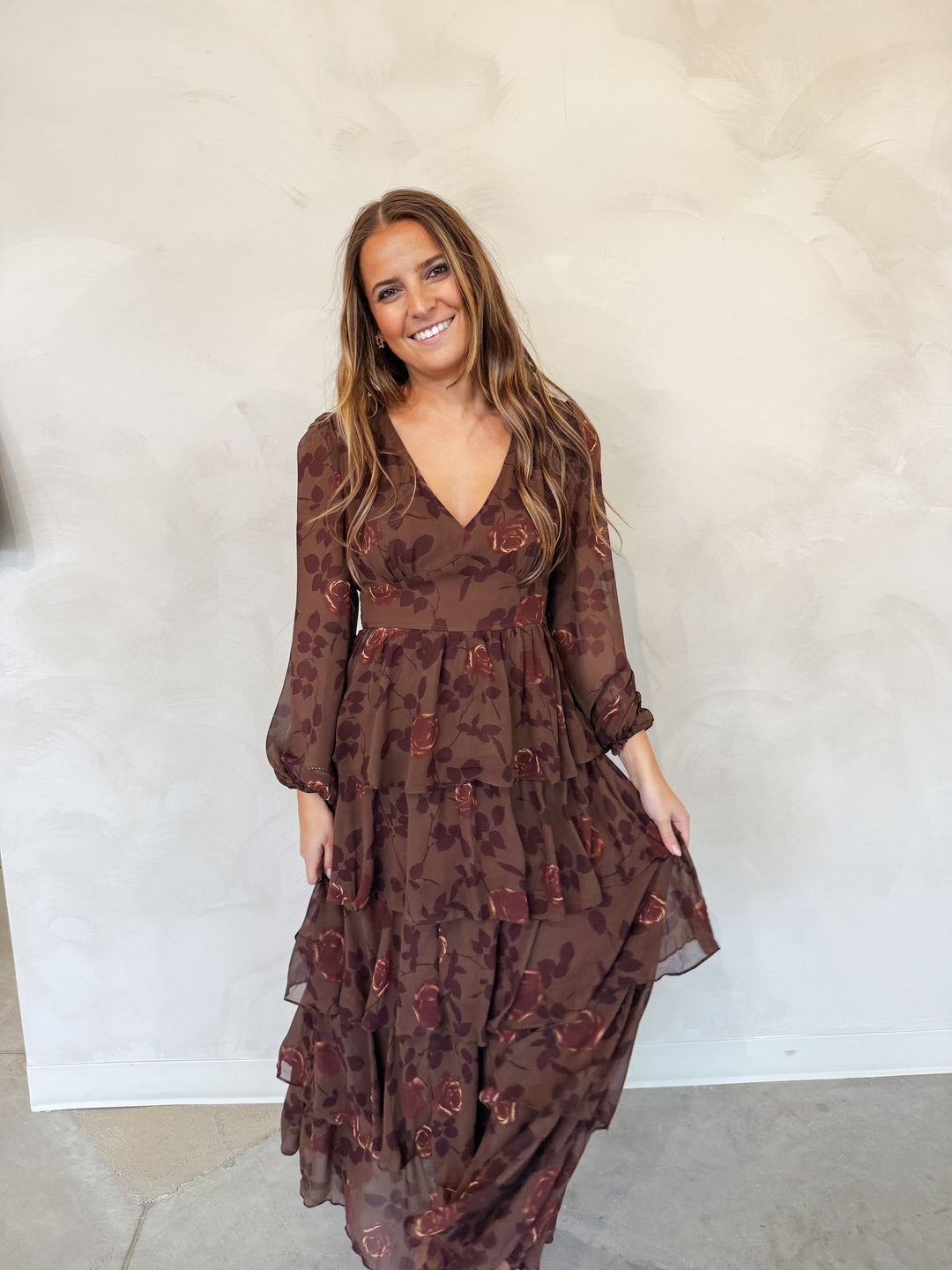 TIERED FLORAL MAXI DRESS