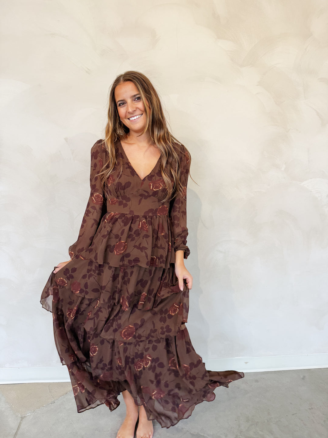 TIERED FLORAL MAXI DRESS