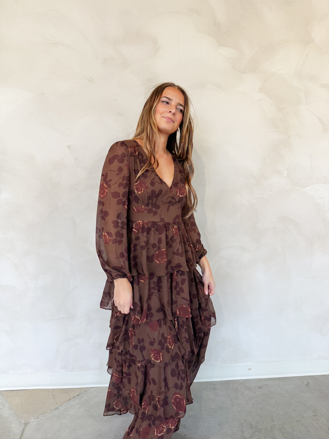 TIERED FLORAL MAXI DRESS