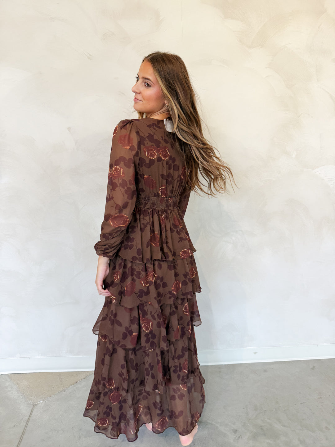 TIERED FLORAL MAXI DRESS