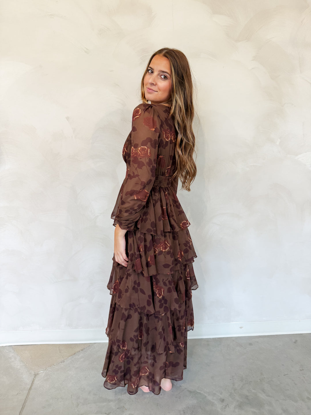 TIERED FLORAL MAXI DRESS