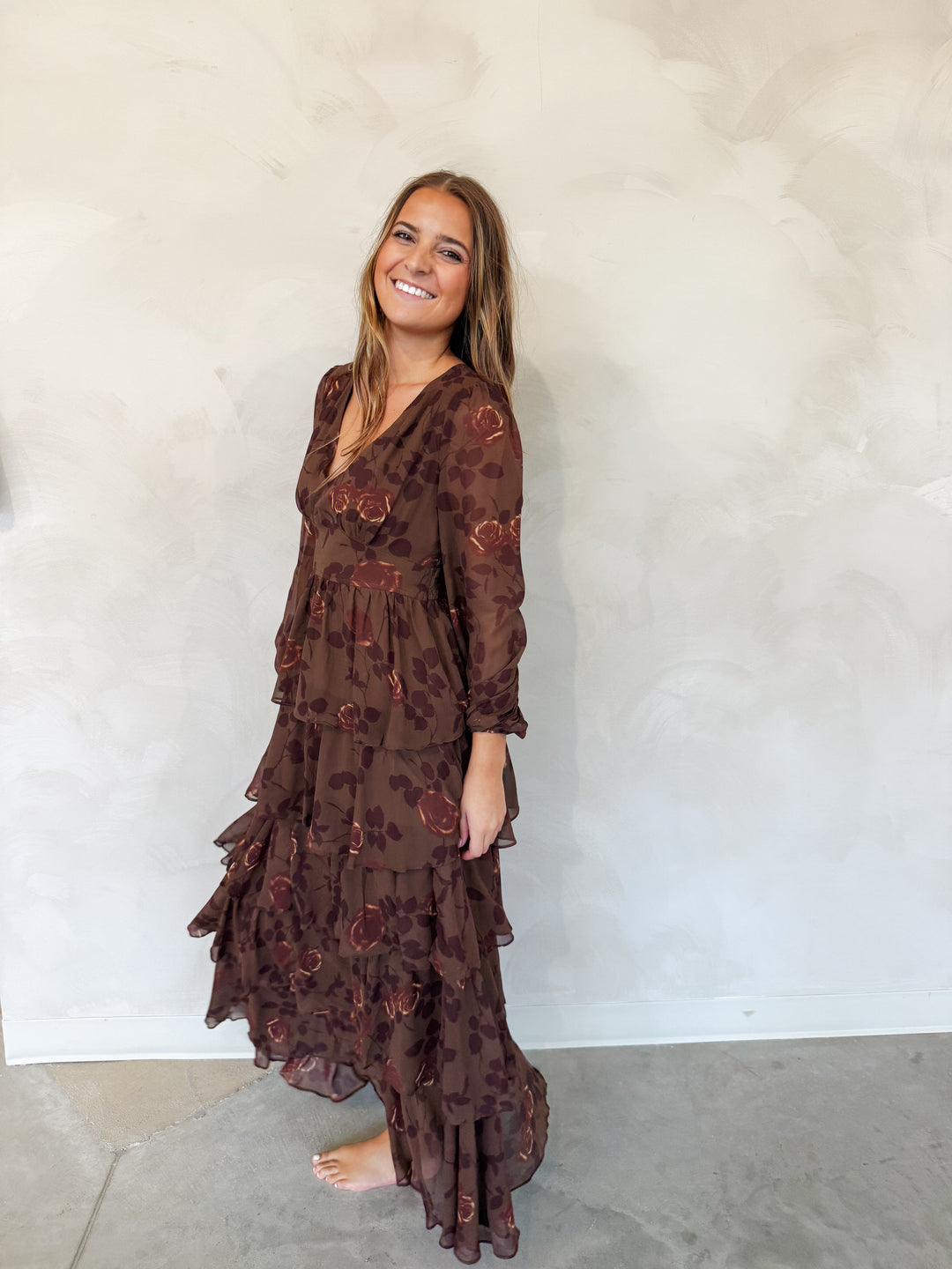 TIERED FLORAL MAXI DRESS