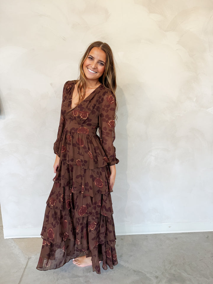 TIERED FLORAL MAXI DRESS