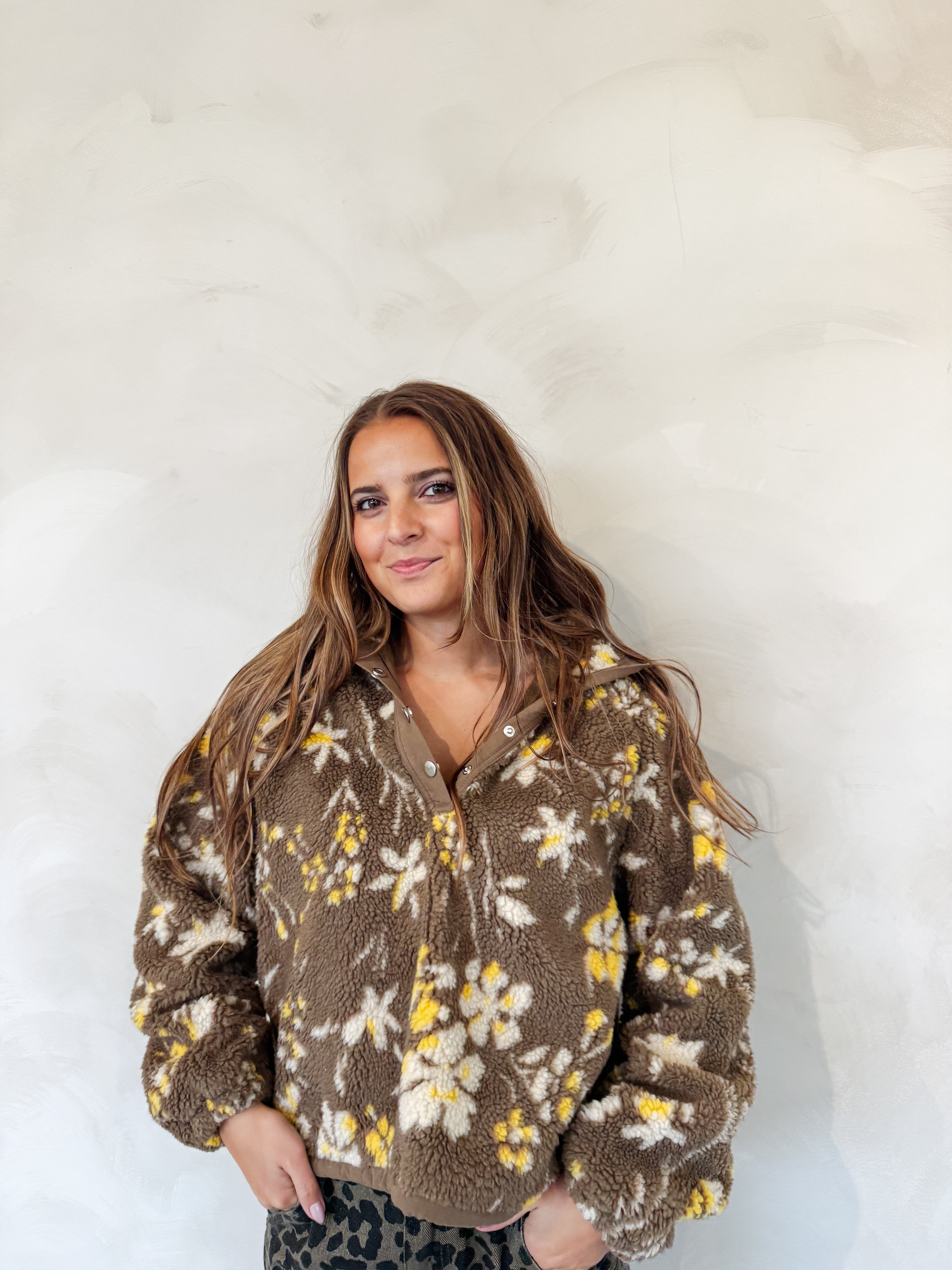 FLORAL SHERPA PULLOVER