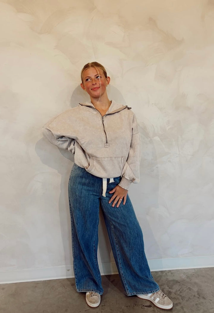 Drawstring Denim Pants