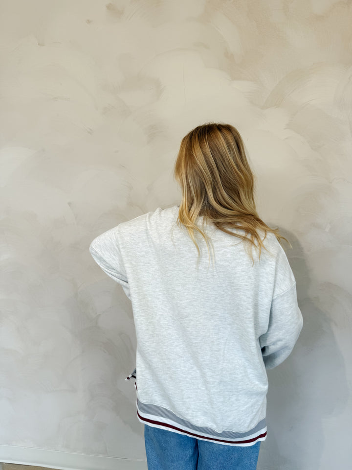 Striped Mock Neck Sweatshirt