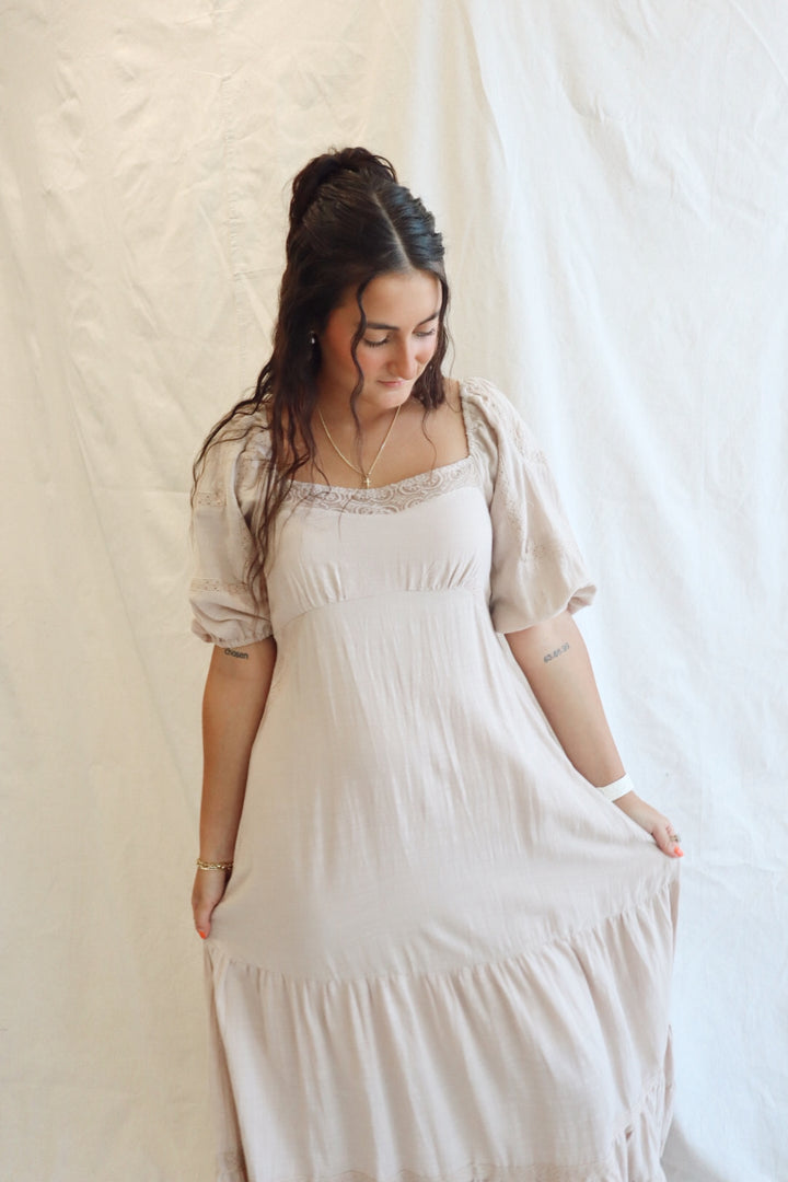 LACE INSET MAXI DRESS