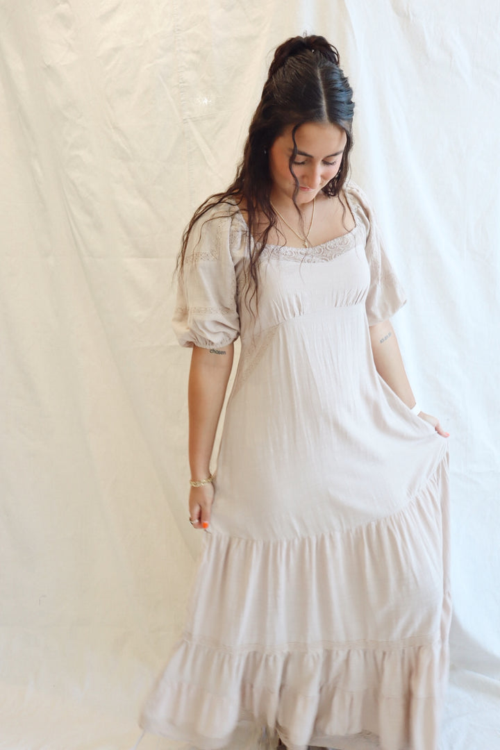 LACE INSET MAXI DRESS