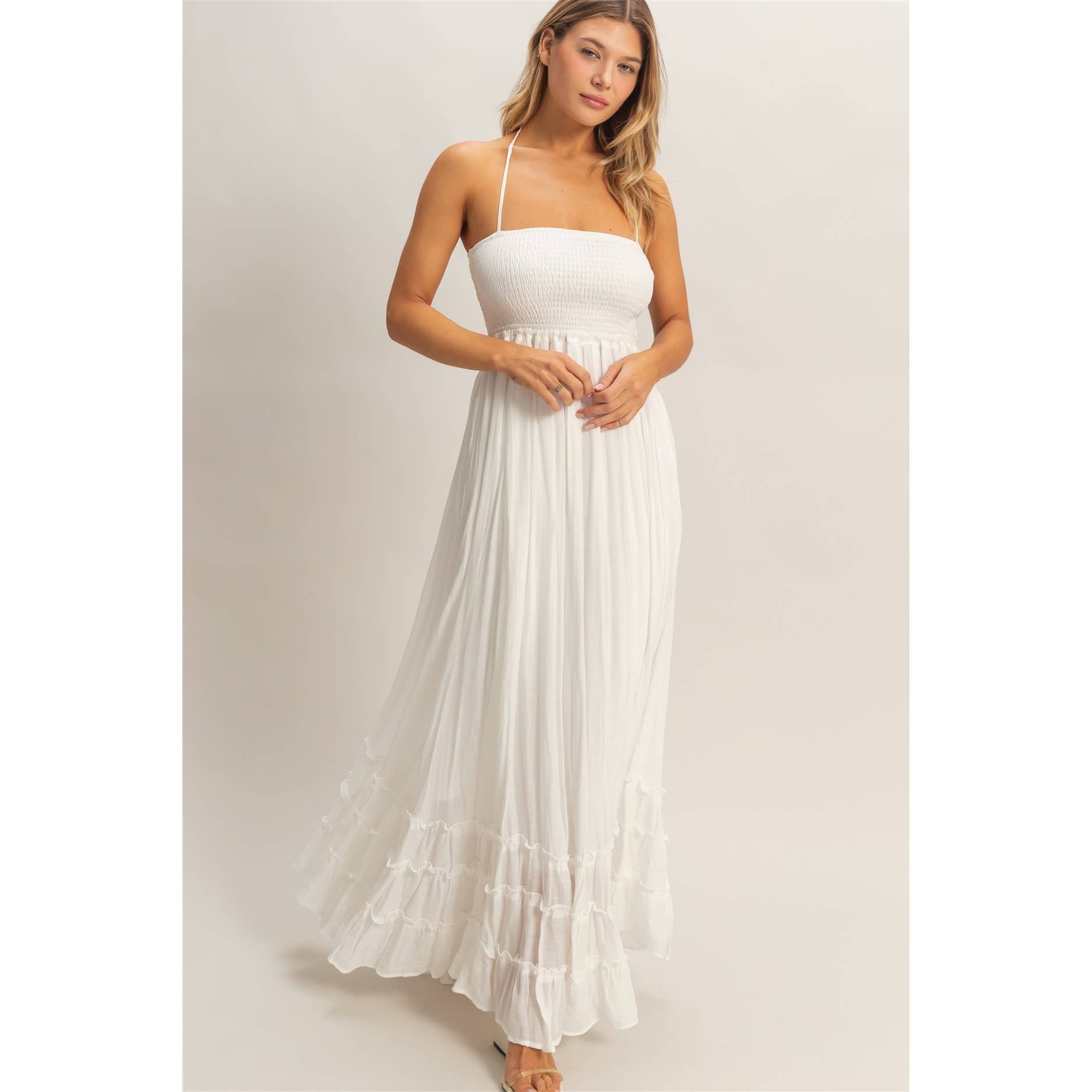 Smocked Halter Maxi Dress