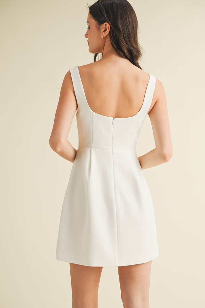 SQUARE NECK FLORAL CORSAGE DRESS